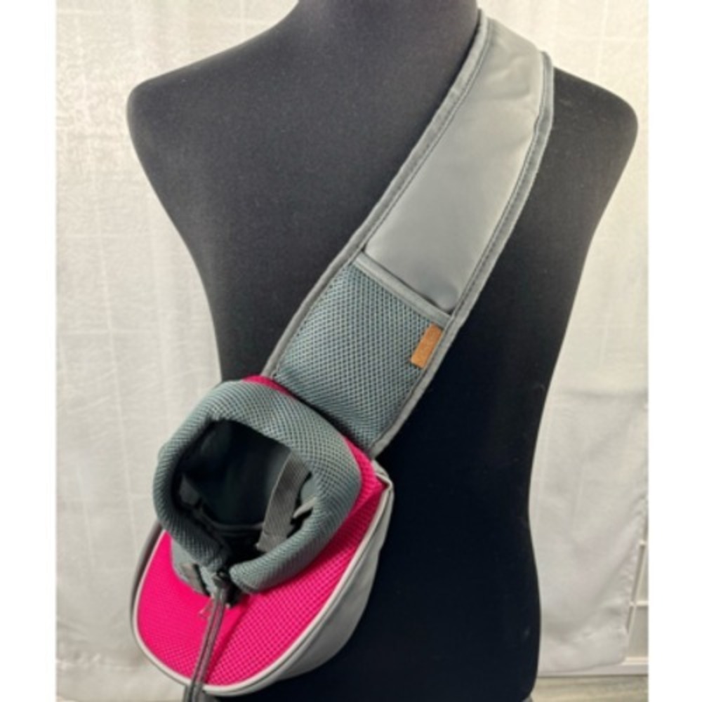 Yudodo‎ Pet Small Dog Cat Sling Carrier Gray Pink Mesh Travel Shoulder Bag